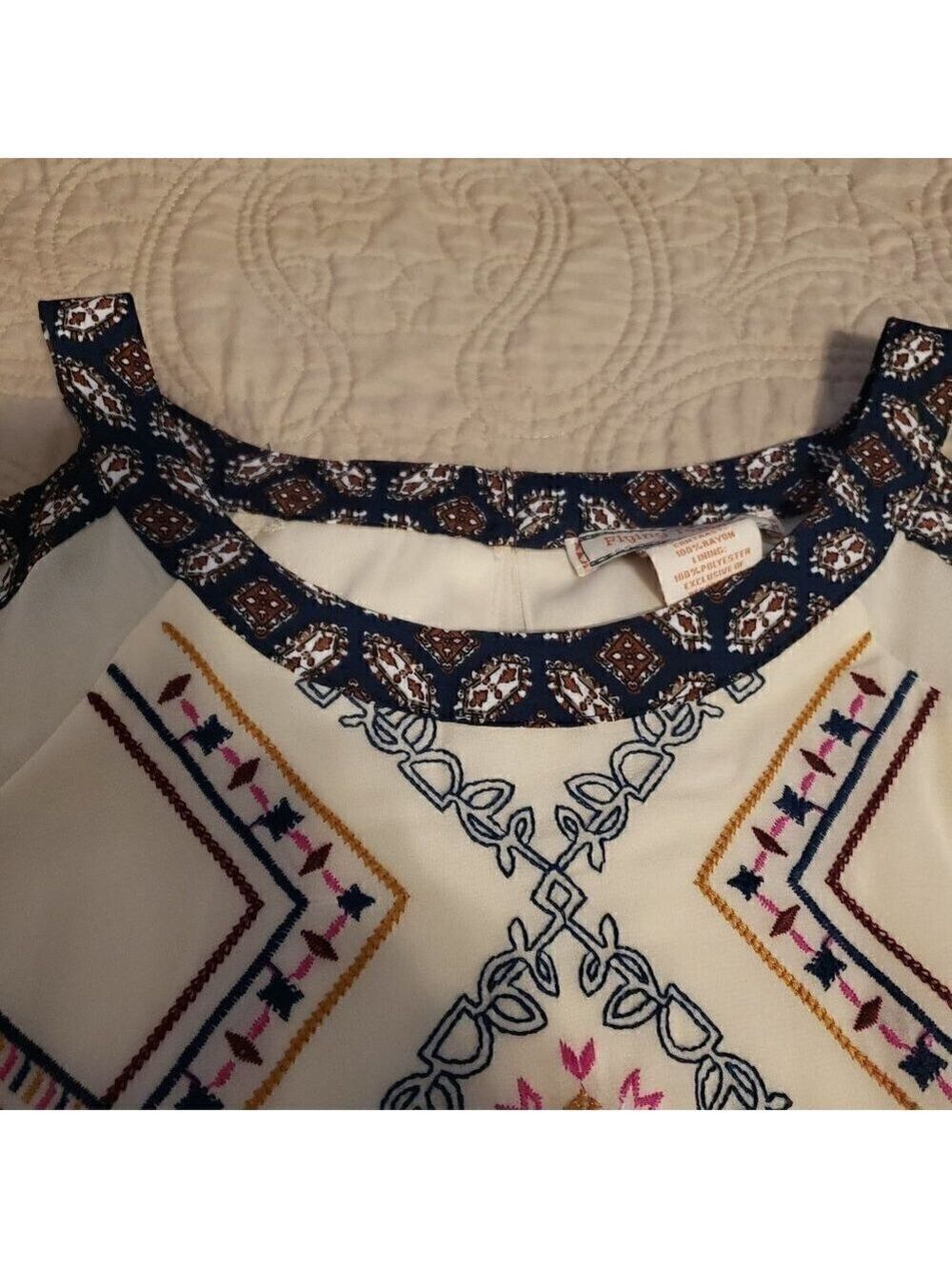 Flying Tomato Cream LS Dress with Cold Shoulders - Picture 9 of 12
